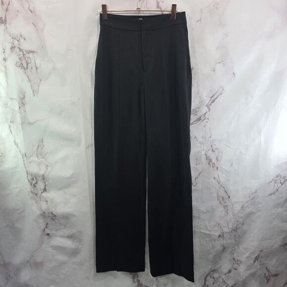& Other Stories Pants Womens 0 Black High Rise Slit Leg Trouser Wool Viscose - Picture 1 of 12